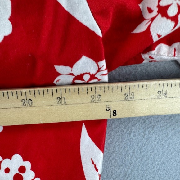 Vintage 60s Hawaiian Shirt Mens Medium 22x29 Red Cotton Aloha Floral - Picture 9 of 12